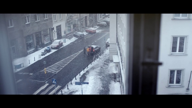 Video Reference: Mode of transport, Urban area, Snow, Street, Window, Photography, Fictional character, Road, Screenshot, City