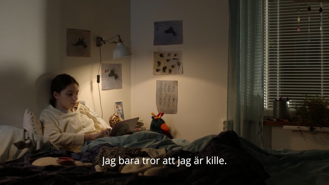 Video Reference: Room, Furniture, Human, Bed, Bedroom, Sitting, Interior design, Adaptation, Comfort, House