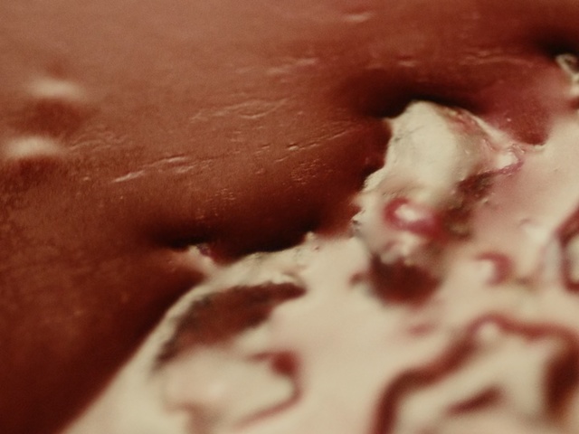 Video Reference: skin, nose, lip, close up, mouth, chocolate, blood, flesh, finger, jaw, Person