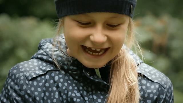 Video Reference: Face, Facial expression, Smile, Nose, Child, Lip, Tooth, Beanie, Cheek, Organ, Person