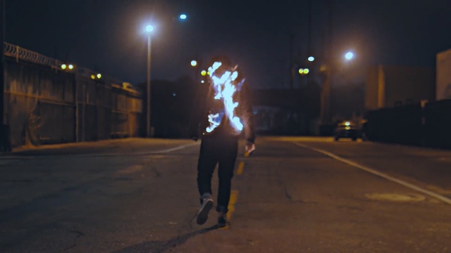 Video Reference: night, darkness, light, street light, lighting, evening, light fixture, midnight, recreation, sky, Person