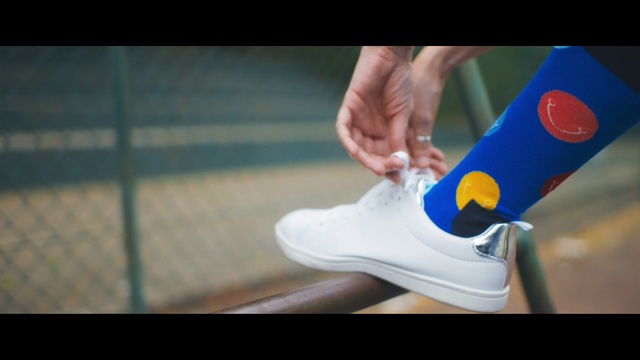 Video Reference: blue, footwear, yellow, shoe, hand, photography, leg, arm, foot, finger