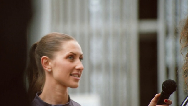 Video Reference: Hair, Face, Hairstyle, Head, Chin, Shoulder, Cheek, Fashion, Blond, Human