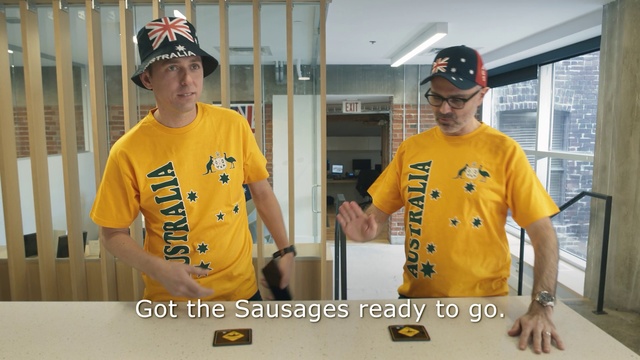 Video Reference: Yellow, T-shirt, Headgear, Outerwear, Cap, Sleeve, Recreation, Personal protective equipment, Sportswear, Team