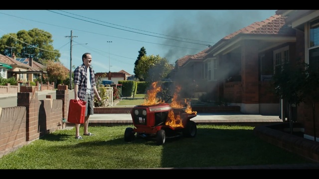 Video Reference: Lawn, Grass, Mode of transport, Vehicle, Yard, Outdoor power equipment, Asphalt, Tree, Backyard, Lawn mower