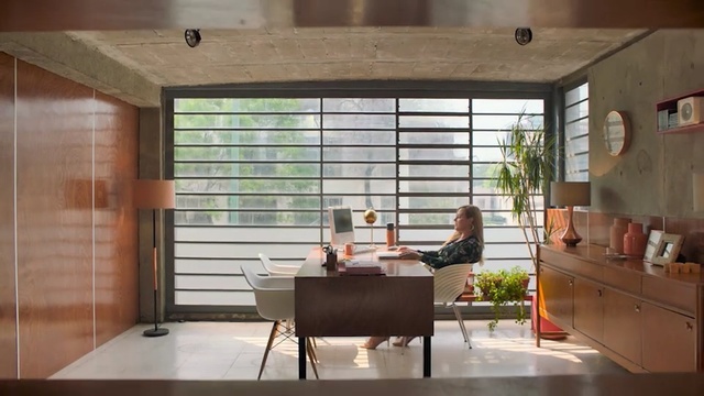 Video Reference: interior design, architecture, house, furniture, window, living room, window covering, daylighting, loft, ceiling, Person