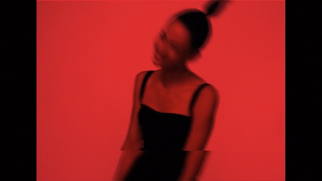 Video Reference: red, black, shoulder, standing, darkness, girl, joint, dress, arm, back