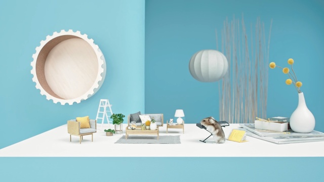 Video Reference: Blue, Turquoise, Room, Yellow, Table, Interior design, Furniture, Design, Dining room, Illustration