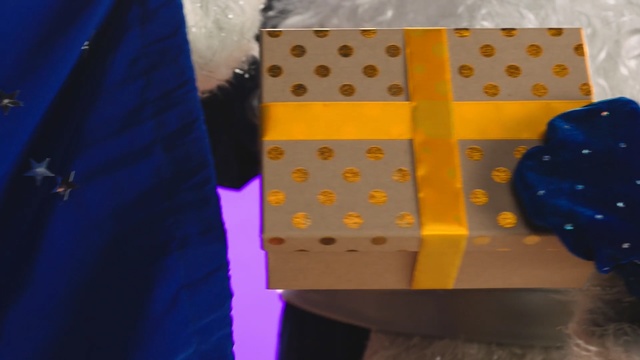 Video Reference: Blue, Yellow, Design, Pattern, Textile, Electric blue, Person