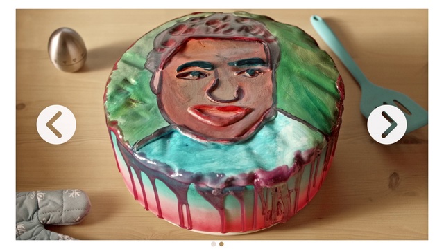 Video Reference: Face, Head, Cake, Cheek, Cake decorating, Torte, Birthday cake, Food, Fictional character, Dessert