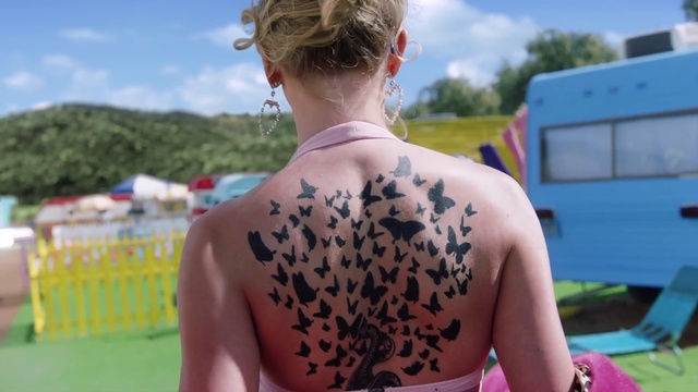 Video Reference: Tattoo, Hair, Shoulder, Temporary tattoo, Back, Arm, Skin, Joint, Summer, Neck