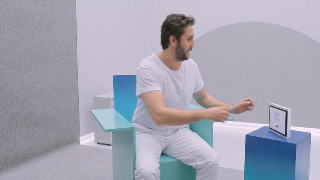 Video Reference: Sitting, Arm, Shoulder, Standing, Joint, Table, Desk, Design, Furniture, Neck