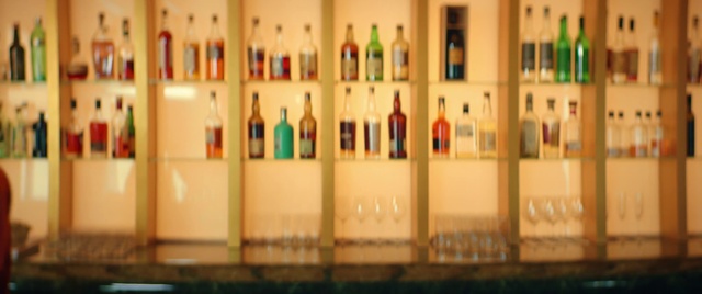 Video Reference: Distilled beverage, Glass bottle, Drink, Liqueur, Alcohol, Shelf, Shelving, Bottle, Collection, Furniture, Person, Indoor, Refrigerator, Filled, Kitchen, Sitting, Food, Table, Many, Room, Counter, Wine, White, Large, Standing, Man, Cat, Display, Group, Text, Soft drink, Several