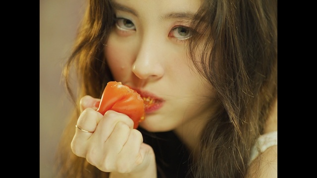 Video Reference: Lip, Nose, Sweetness, Cheek, Mouth, Chin, Junk food, Brown hair, Finger, Close-up