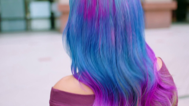 Video Reference: Hair, Purple, Blue, Hair coloring, Violet, Hairstyle, Pink, Turquoise, Magenta, Long hair