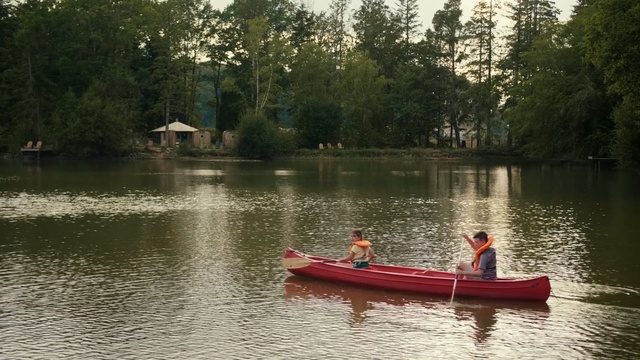 Video Reference: waterway, water, nature, body of water, water transportation, reflection, watercraft rowing, boat, tree, river