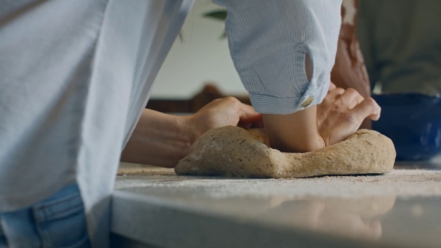 Video Reference: Hand, Leg, Footwear, Dough, Shoe, Foot, Baking, Bed