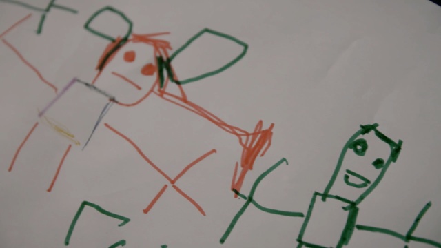 Video Reference: Child art, Green, Drawing, Illustration, Art, Organism, Paper, Hand, Finger, Line art