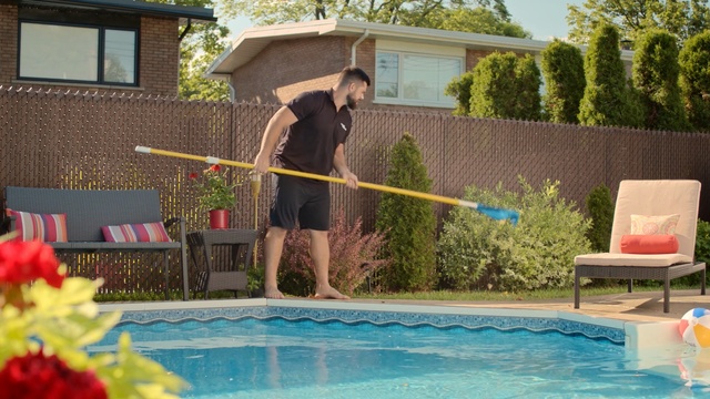 Video Reference: Swimming pool, Leisure, Backyard, Property, Fun, Water, Home, Yard, Real estate, Games, Person