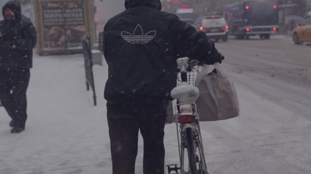 Video Reference: snow, winter, freezing, vehicle, sports equipment, winter storm, blizzard, ice, winter sport, street