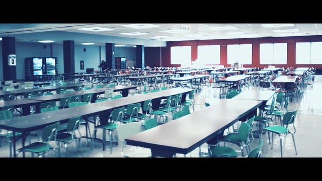 Video Reference: Restaurant, Table, Lighting, Room, Building, Architecture, Furniture, Design, Line, Interior design, Person