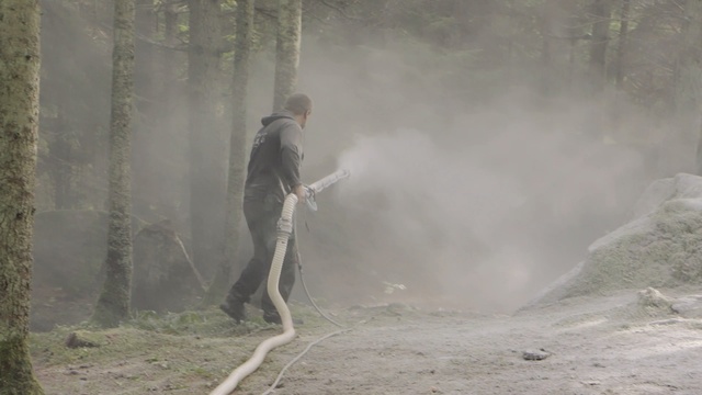 Video Reference: Atmospheric phenomenon, Smoke, Dust, Mist, Forest, Woodland, Person
