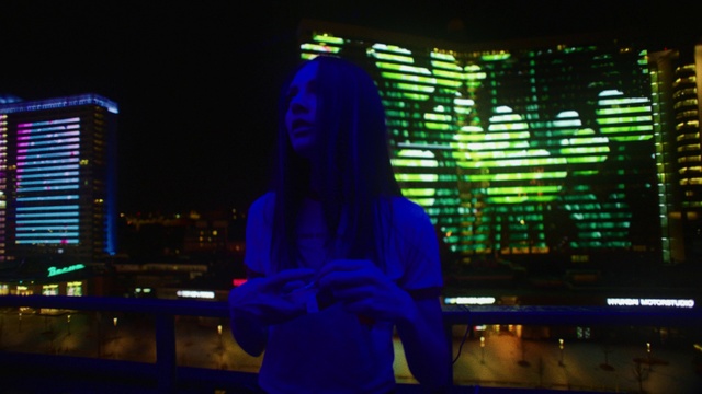 Video Reference: Blue, Light, Lighting, Visual effect lighting, Night, Neon, Metropolitan area, Darkness, Technology, City