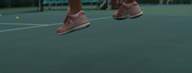Video Reference: footwear, shoe, sport venue, tennis court, racquet sport, tennis, leisure, player, sports, play