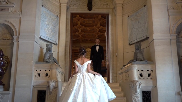 Video Reference: Wedding dress, Photograph, Gown, Dress, Bridal clothing, Bride, Ceremony, Veil, Bridal accessory, Event