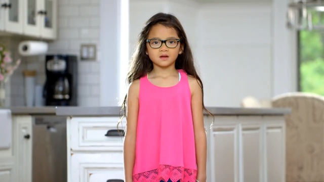 Video Reference: clothing, pink, vision care, shoulder, eyewear, glasses, fashion, girl, Person