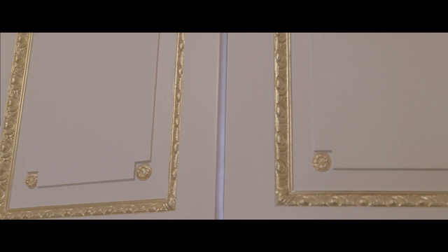 Video Reference: text, wall, line, wood, picture frame, material, jewellery, rectangle, molding, metal