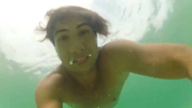 Video Reference: Underwater, Male, Bathing, Fun, Chest, Mouth, Neck, Selfie, Recreation, Black hair