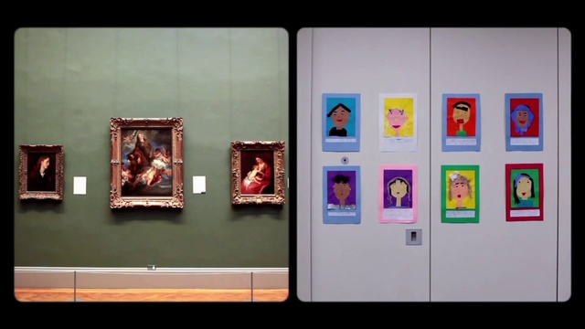 Video Reference: Art gallery, Art exhibition, Art, Collection, Modern art, Exhibition, Museum, Visual arts, Tourist attraction, Event, Person