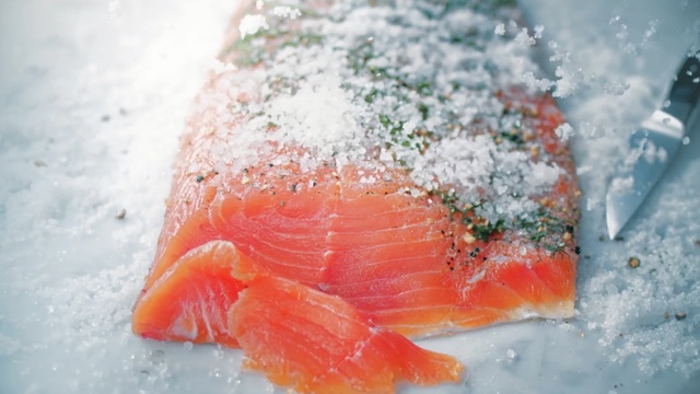 Video Reference: Smoked salmon, Salmon, Fish slice, Lox, Salmon, Food, Dish, Cuisine, Fish, Seafood