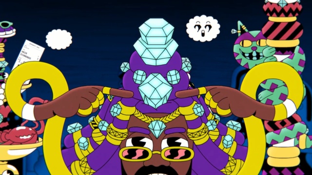 Video Reference: Cartoon, Illustration, Fictional character, Design, Graphic design, Art, Symmetry, Animation, Pattern, Games, Person