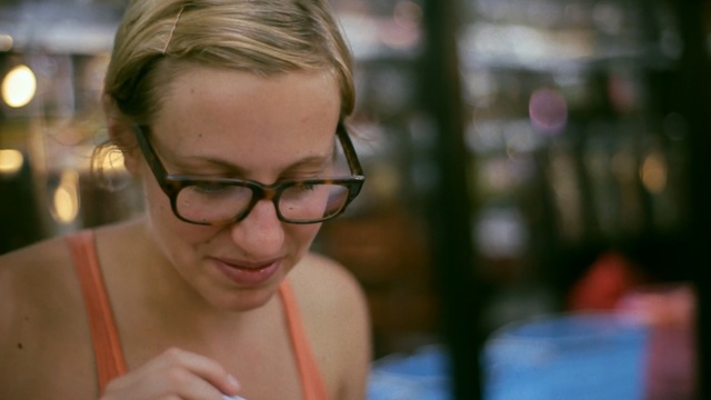Video Reference: Eyewear, Hair, Glasses, Face, Facial expression, Eyebrow, Nose, Head, Blond, Chin