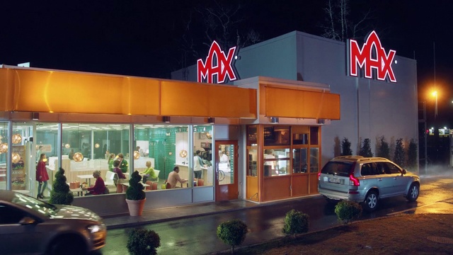 Video Reference: Filling station, Building, Business, Vehicle, Car, Restaurant, Fast food restaurant, Night, Auto part, Take-out food, Person