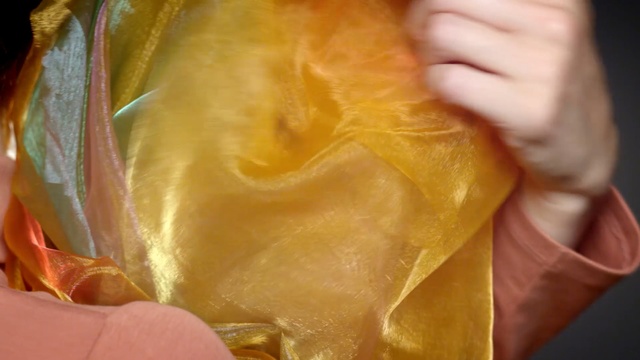 Video Reference: yellow, orange, close up, material, junk food, silk, peach