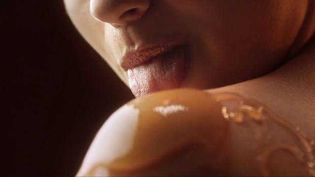 Video Reference: Lip, Face, Tooth, Nose, Skin, Mouth, Close-up, Head, Chin, Organ, Person, Food, Close, Doughnut, Looking, Man, Bite, Eating, Young, Donut, Black, Girl, Wearing, Holding, Teeth, Coffee, White, Eyes, Human face, Dessert