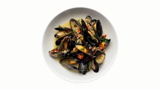 Video Reference: mussel, food, seafood, clams oysters mussels and scallops, dish, clam, animal source foods, recipe, vegetable, vegetarian food