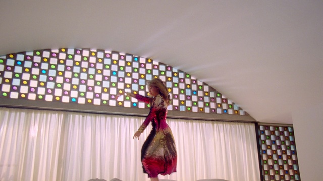 Video Reference: Room, Architecture, Ceiling, Interior design, Textile, Magenta