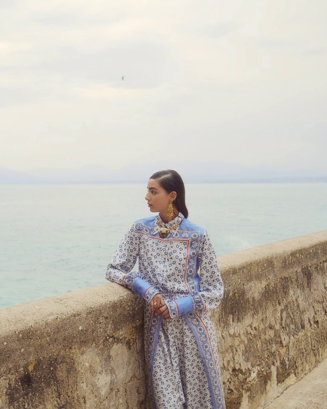 Video Reference: Lady, Dress, Photography, Sea, Summer, Outerwear, Textile, Sleeve, Formal wear, Person