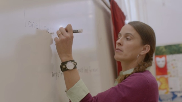 Video Reference: human hair color, shoulder, girl, blond, arm, hand, finger, teacher, fun, Person