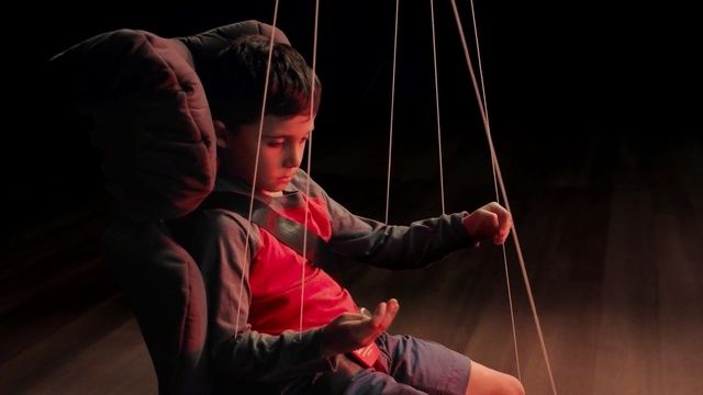 Video Reference: performance, human body, performing arts, drama, performance art, darkness, rope, Person