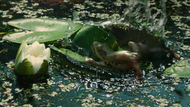 Video Reference: Pond, Aquatic plant, Organism, Plant, water lily, Lotus family, Wildlife, Water bird