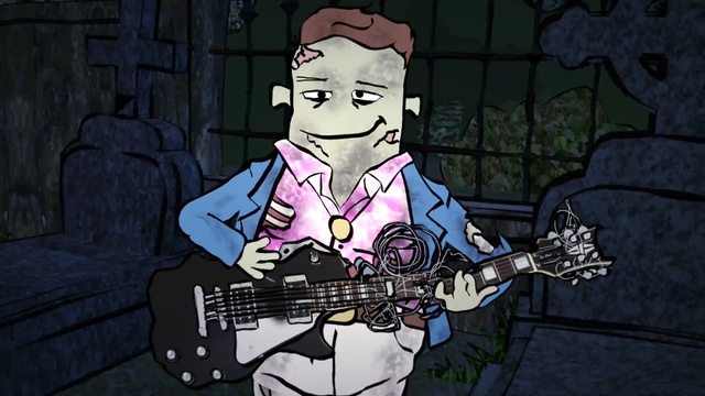 Video Reference: Guitar, String instrument, Musical instrument, String instrument, Plucked string instruments, Musician, Guitarist, Cartoon, String instrument accessory, Bass guitar