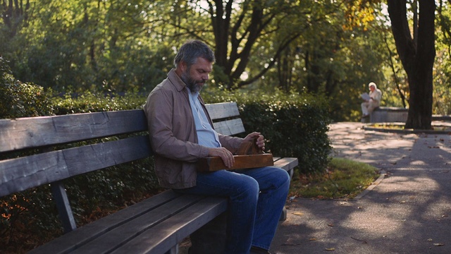 Video Reference: Sitting, Reading, Botany, Bench, Tree, Leaf, Leisure, Furniture, Technology, Electronic device