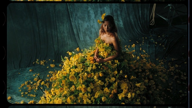 Video Reference: Yellow, Lady, Flower, Plant, Wildflower, Portrait, Performing arts, Painting, Performance, Art