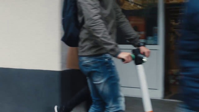 Video Reference: Jeans, Standing, Denim, Kick scooter, Leg, Trousers, Crutch, Jacket
