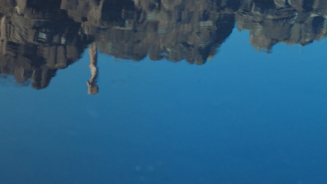 Video Reference: Blue, Water, Reflection, Formation, Azure, Sky, Lake, Sea, World, Coastal and oceanic landforms, Person